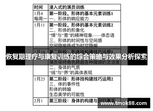 恢复期理疗与康复训练的综合策略与效果分析探索